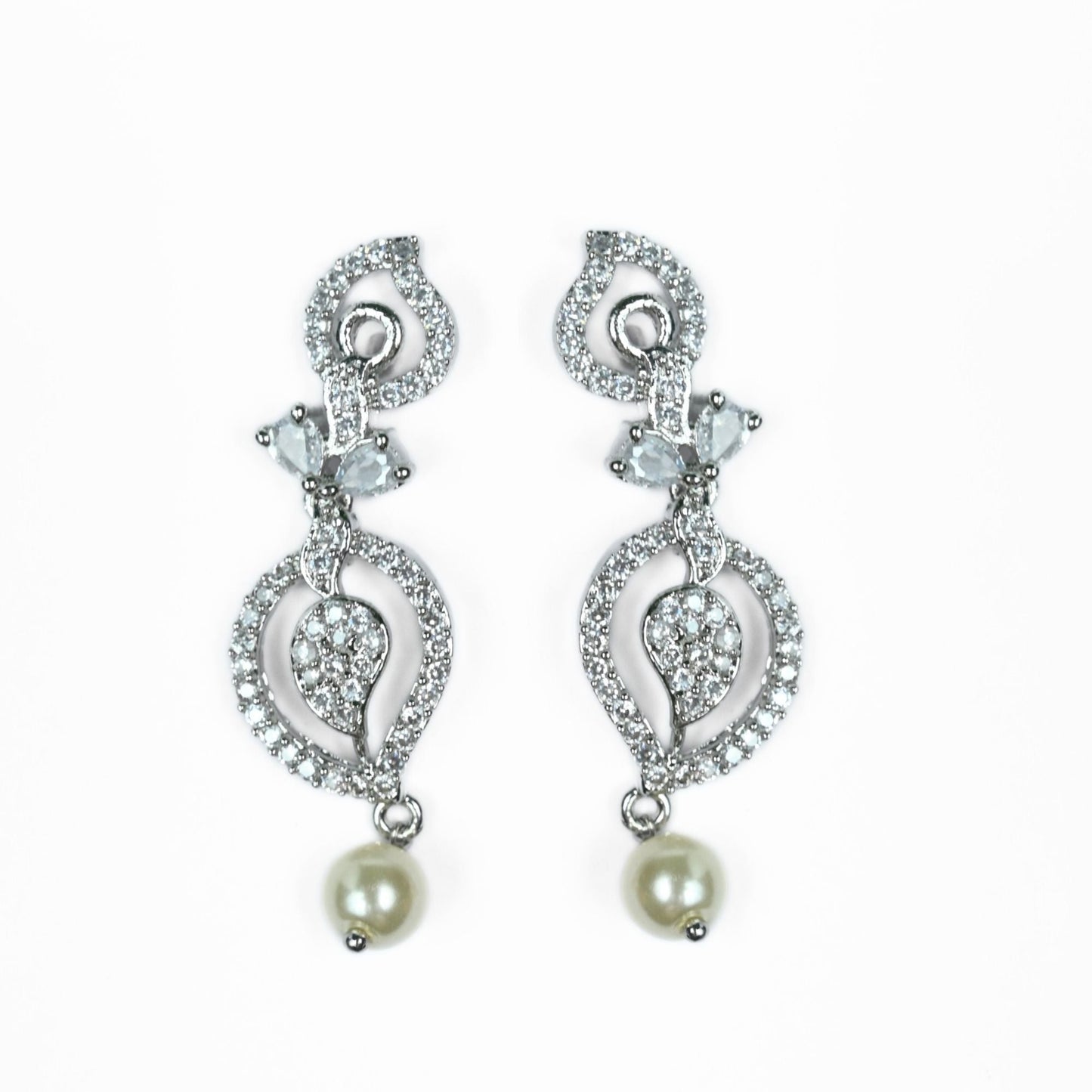 Necklace - Enchanted Sprial Rhodium Plated Necklace Set - Opal Touch