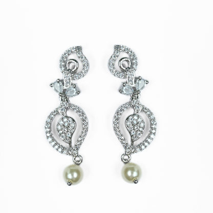 Necklace - Enchanted Sprial Rhodium Plated Necklace Set - Opal Touch