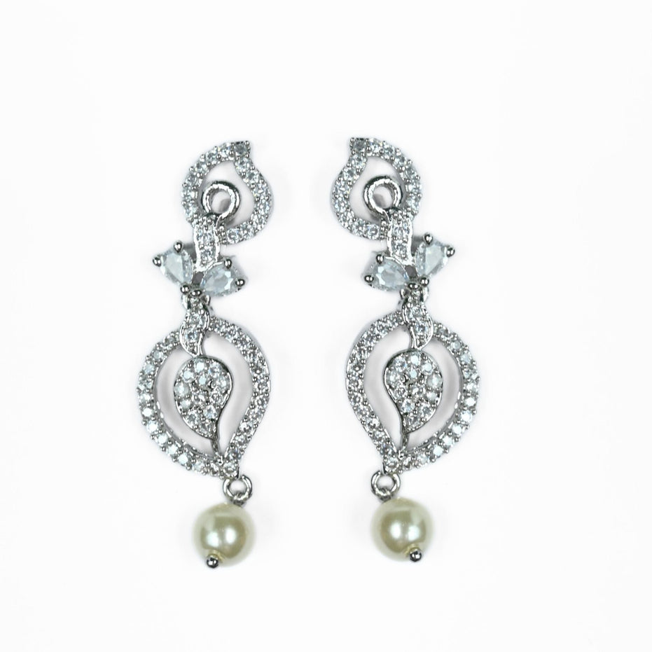 Necklace - Enchanted Sprial Rhodium Plated Necklace Set - Opal Touch