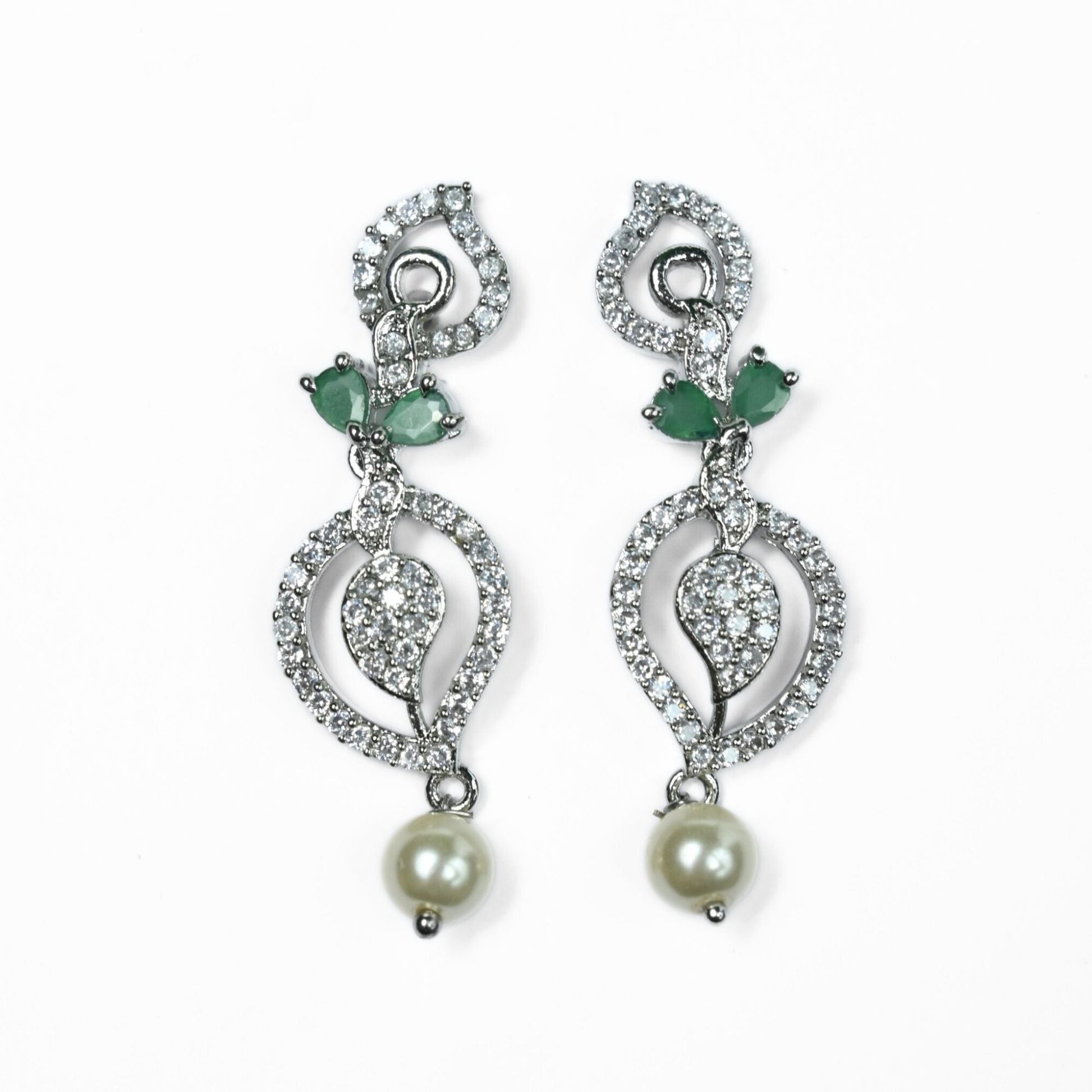 Necklace - Enchanted Sprial Rhodium Plated Necklace Set - Opal Touch