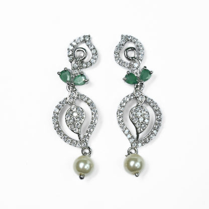 Necklace - Enchanted Sprial Rhodium Plated Necklace Set - Opal Touch