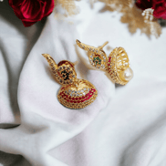Opal Touch - Enchanted Tricolor Jhumka in Gold Plated - Jhumka