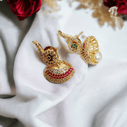 Opal Touch - Enchanted Tricolor Jhumka in Gold Plated - Jhumka