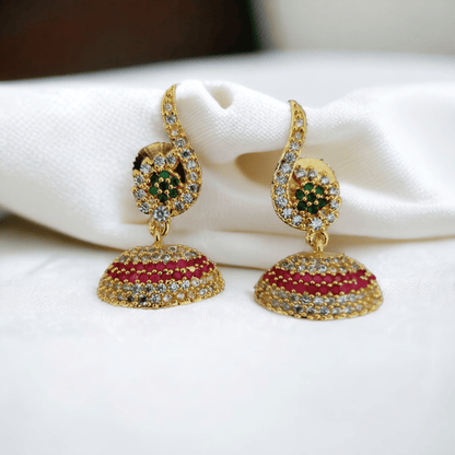 Opal Touch - Enchanted Tricolor Jhumka in Gold Plated - Jhumka