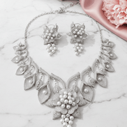 Enchanting Flower Petals Rhodium Necklace - Opal Touch