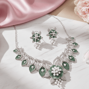 Enchanting Flower Petals Rhodium Necklace - Opal Touch