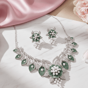 Enchanting Flower Petals Rhodium Necklace - Opal Touch