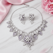 Enchanting Flower Petals Rhodium Necklace - Opal Touch