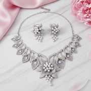 Enchanting Flower Petals Rhodium Necklace - Opal Touch
