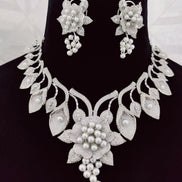 Opal Touch - Enchanting Flower Petals Rhodium Necklace - Necklace