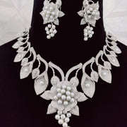 Opal Touch - Enchanting Flower Petals Rhodium Necklace - Necklace