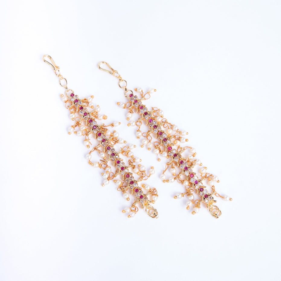 Opal Touch - Enchanting Pearl Alloy Ear Chain - Ear chain (Matil)