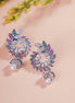 Opal Touch - Enchanting Red-Green Harmony: Brass Rhodium CZ Earrings - Earrings