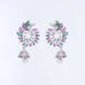 Opal Touch - Enchanting Red-Green Harmony: Brass Rhodium CZ Earrings - Earrings