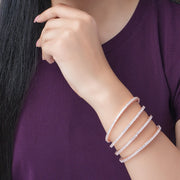 Enchanting White Rose Gold Bangles (Pack of 4) - Opal Touch