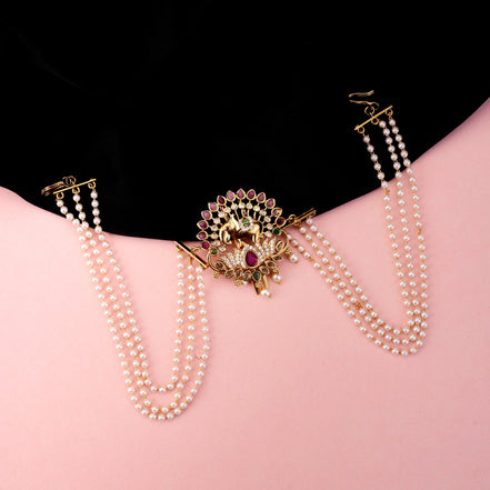 Matha Patti - Enchnated Gajanan Gold Plated Juda Pin - Opal Touch