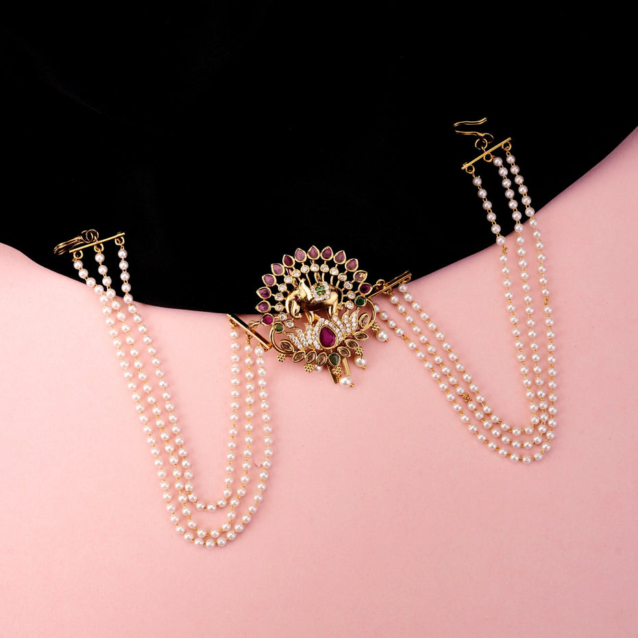 Matha Patti - Enchnated Gajanan Gold Plated Juda Pin - Opal Touch