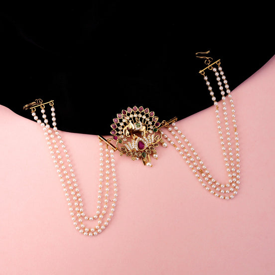 Matha Patti - Enchnated Gajanan Gold Plated Juda Pin - Opal Touch