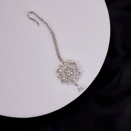 Tika - Essemble Floret Rhodium Plated Maang Tika - Opal Touch