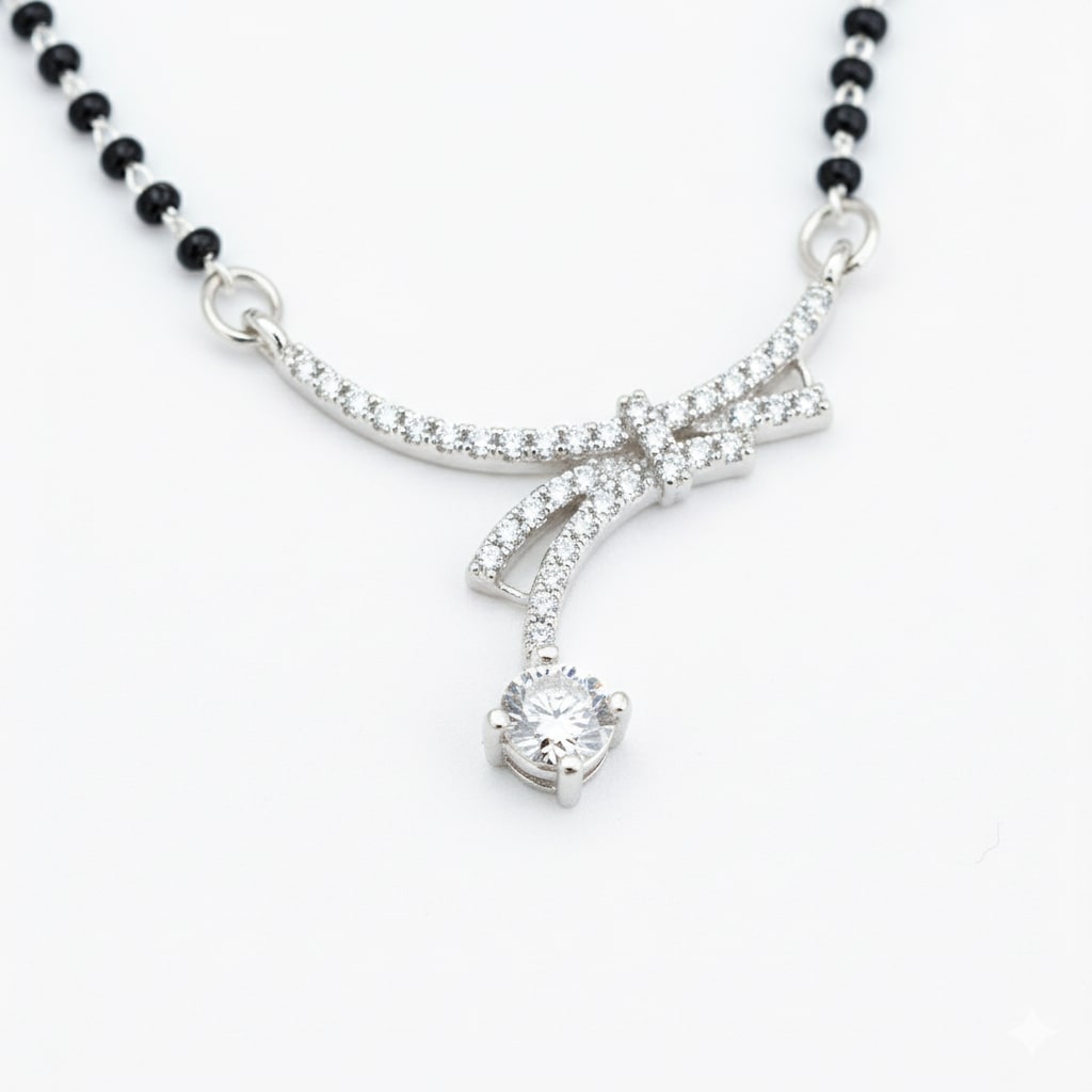 Eternal Bond Rhodium Mangalsutra - Opal Touch