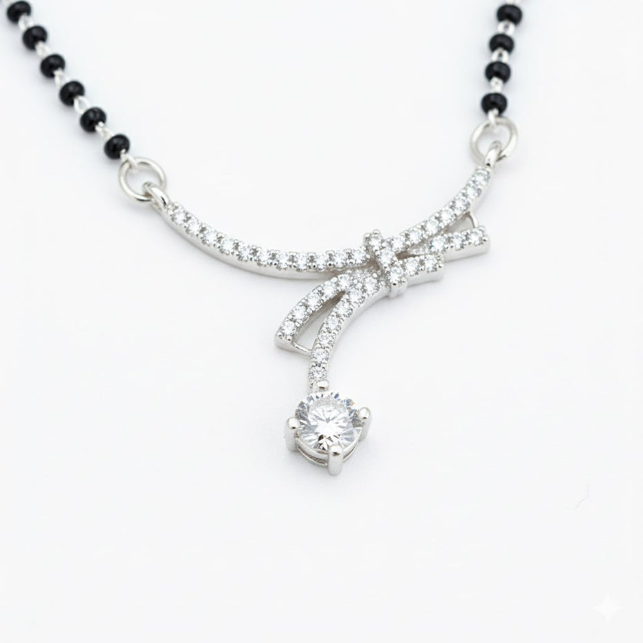 Eternal Bond Rhodium Mangalsutra - Opal Touch