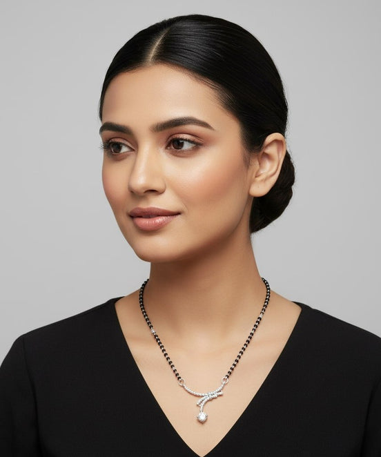 Eternal Bond Rhodium Mangalsutra - Opal Touch