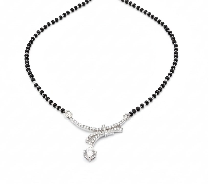 Eternal Bond Rhodium Mangalsutra - Opal Touch