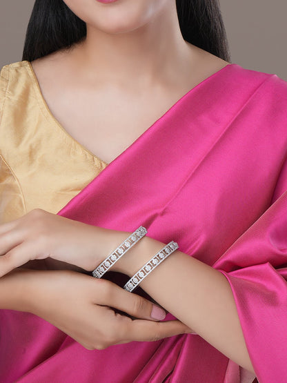 Bangles - Eternelle Grace Rhodium Bangles - Opal Touch