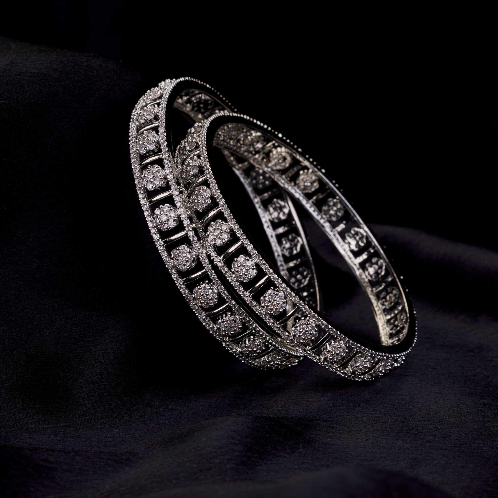 Bangles - Eternelle Grace Rhodium Bangles - Opal Touch