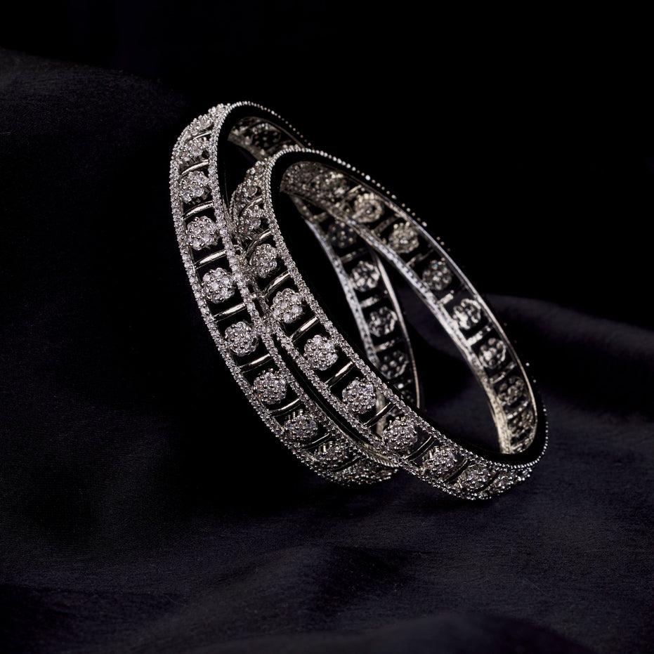 Bangles - Eternelle Grace Rhodium Bangles - Opal Touch