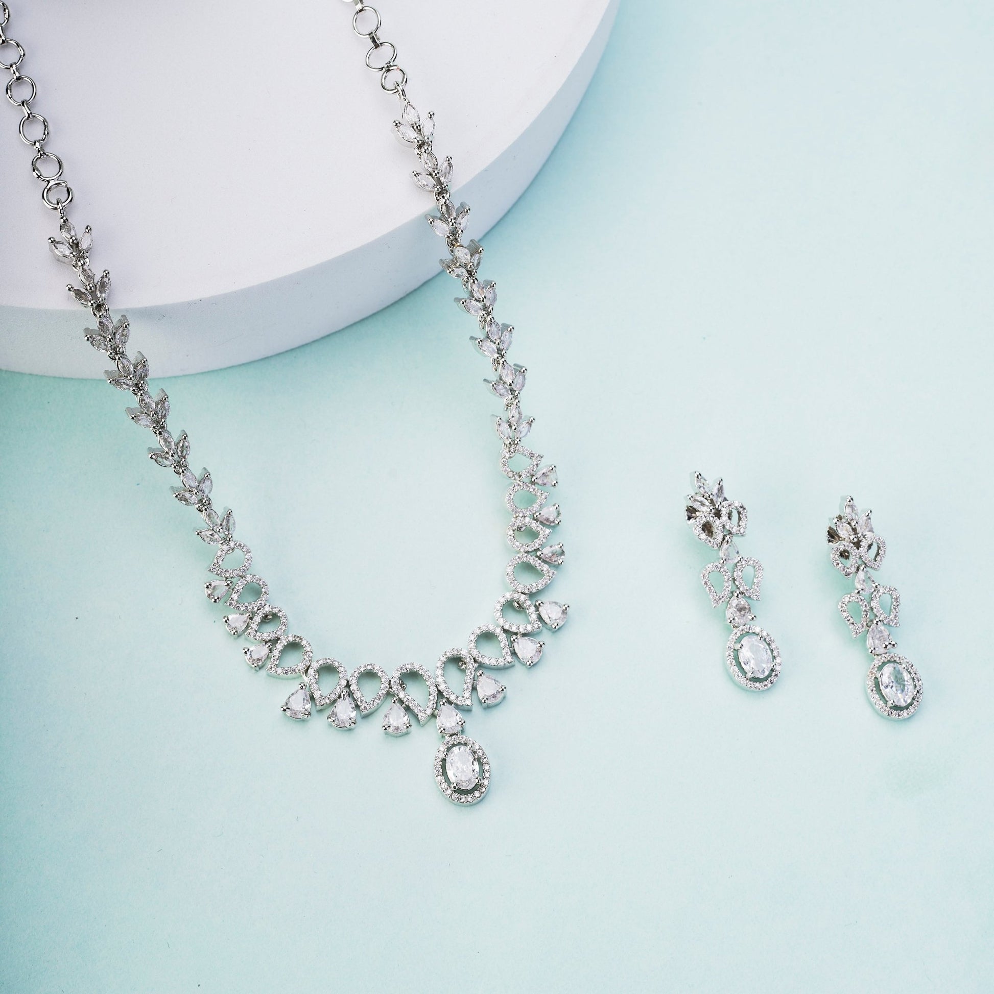 Necklace - Ethereal Bloom Rhodium Necklace - Opal Touch