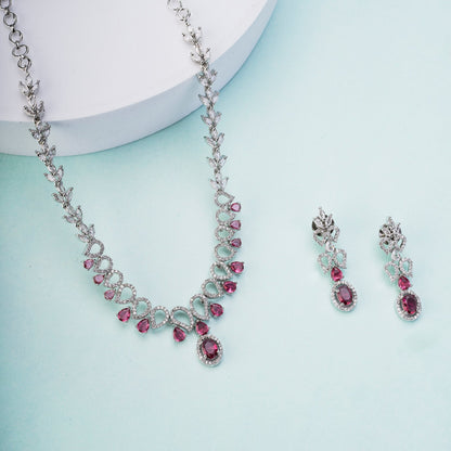 Necklace - Ethereal Bloom Rhodium Necklace - Opal Touch