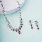 Necklace - Ethereal Bloom Rhodium Necklace - Opal Touch
