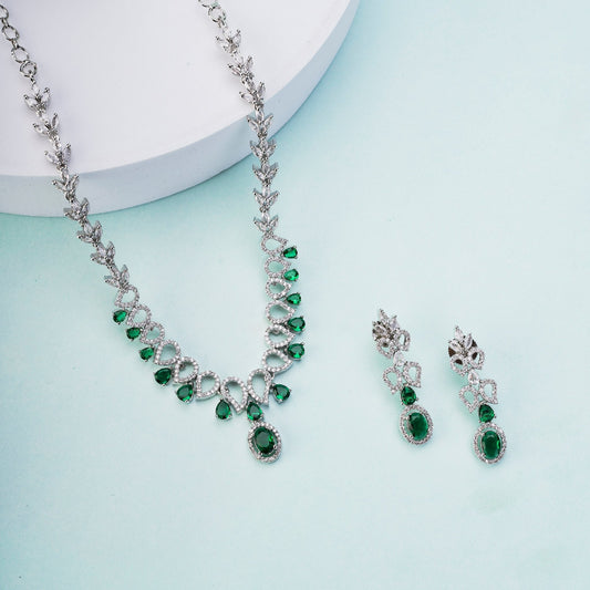 Necklace - Ethereal Bloom Rhodium Necklace - Opal Touch