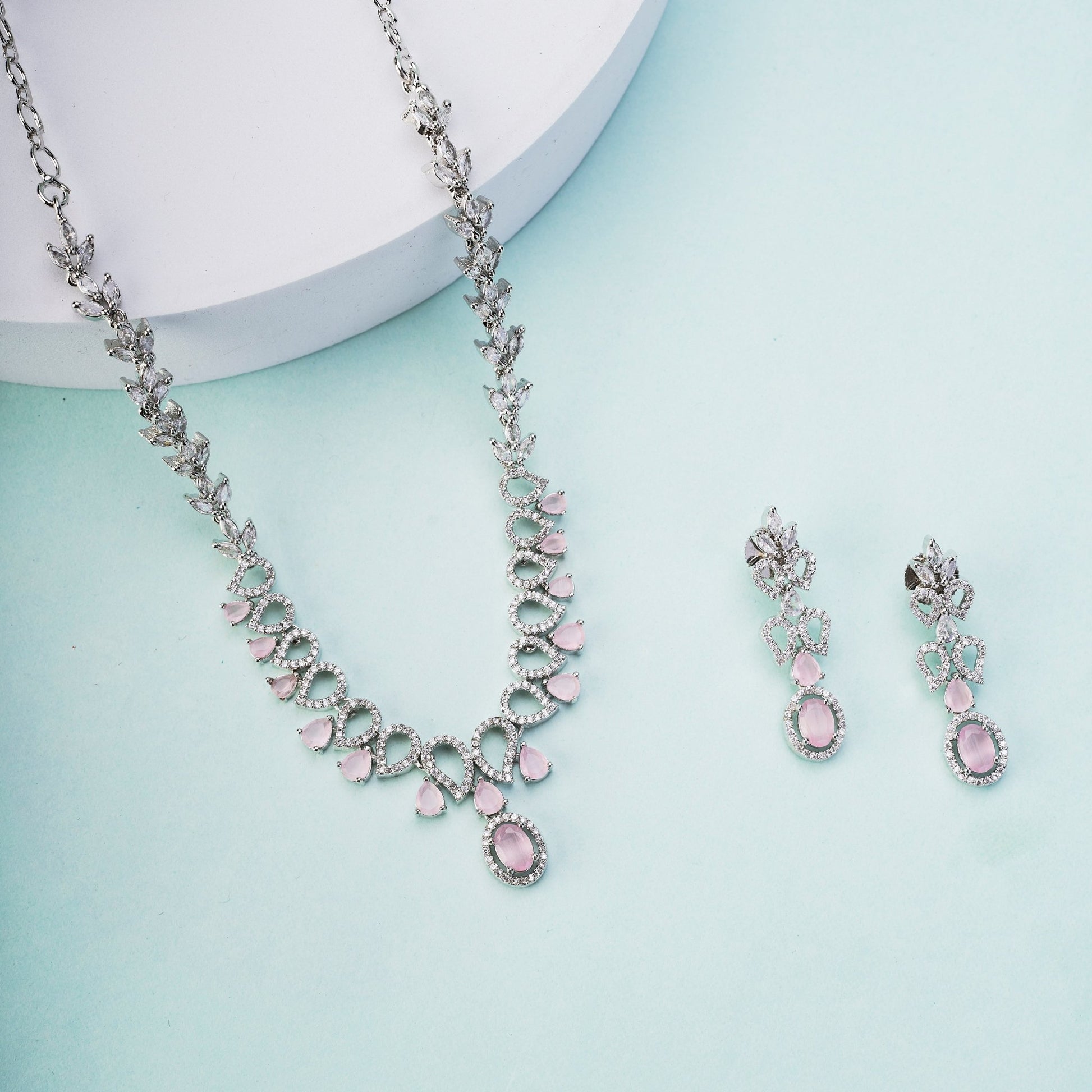 Necklace - Ethereal Bloom Rhodium Necklace - Opal Touch