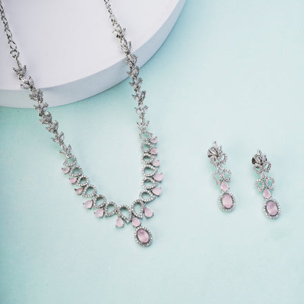 Necklace - Ethereal Bloom Rhodium Necklace - Opal Touch