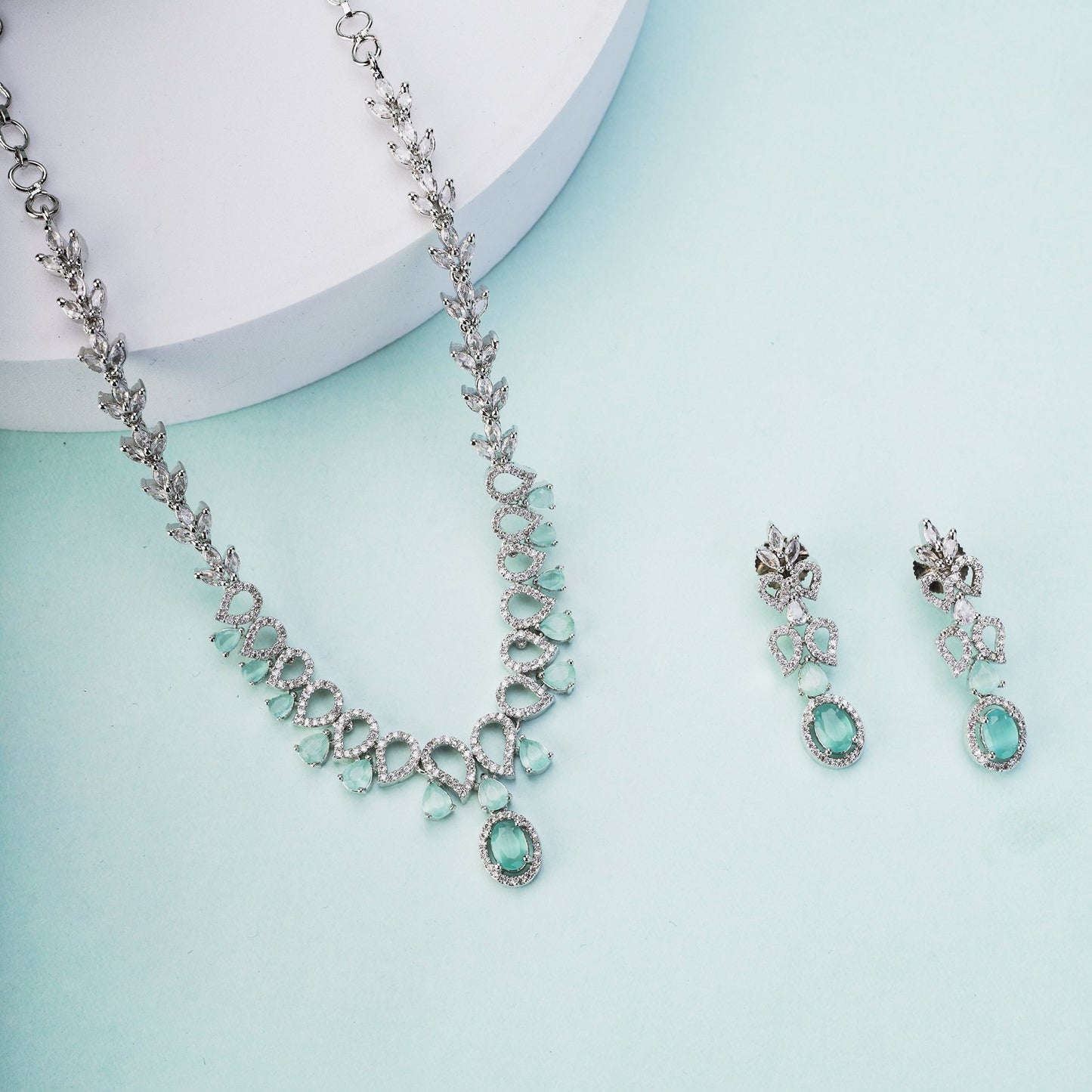 Necklace - Ethereal Bloom Rhodium Necklace - Opal Touch