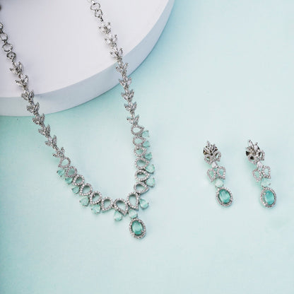 Necklace - Ethereal Bloom Rhodium Necklace - Opal Touch