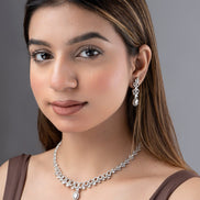 Necklace - Ethereal Bloom Rhodium Necklace - Opal Touch