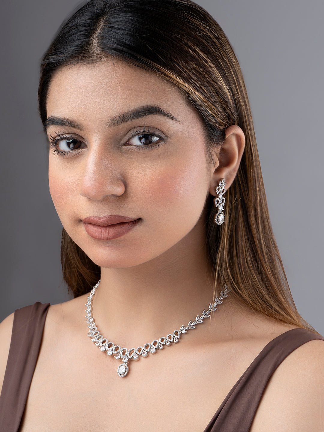 Necklace - Ethereal Bloom Rhodium Necklace - Opal Touch