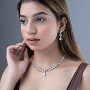 Necklace - Ethereal Bloom Rhodium Necklace - Opal Touch
