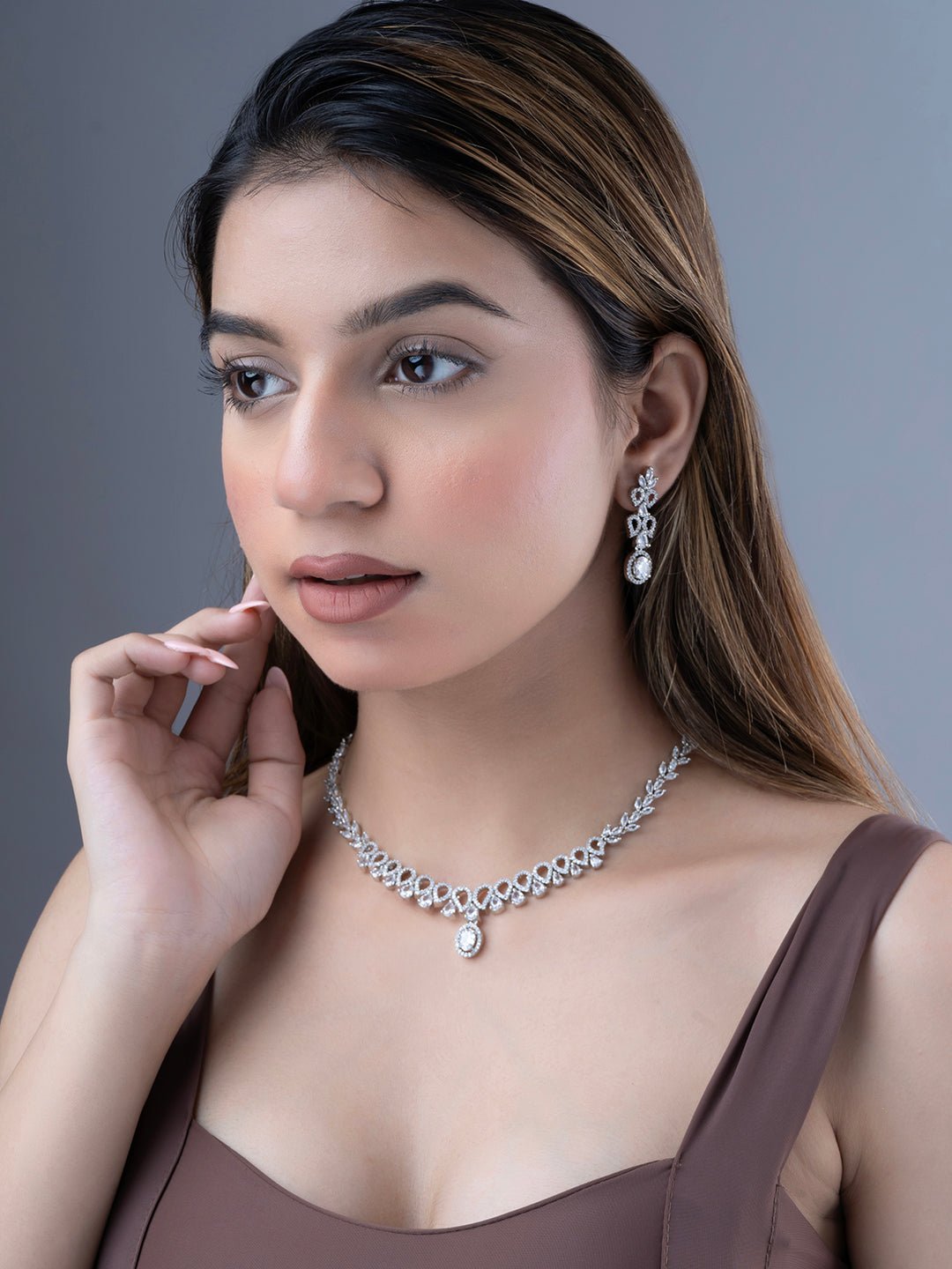 Necklace - Ethereal Bloom Rhodium Necklace - Opal Touch