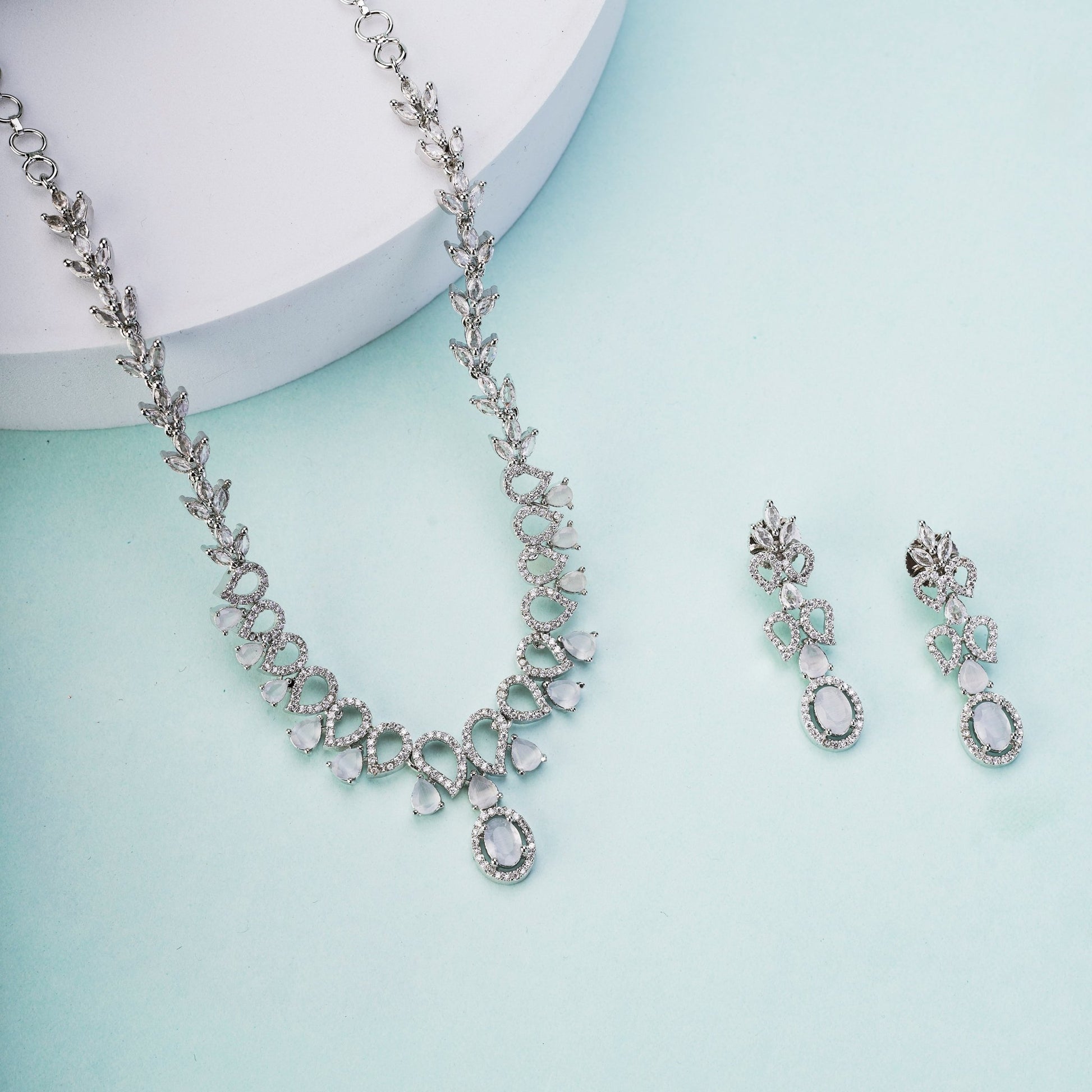 Necklace - Ethereal Bloom Rhodium Necklace - Opal Touch