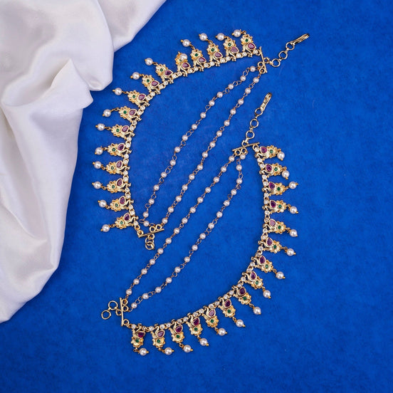 Kaan Chain - Ethereal Golden Blossom Hair Chains - Opal Touch
