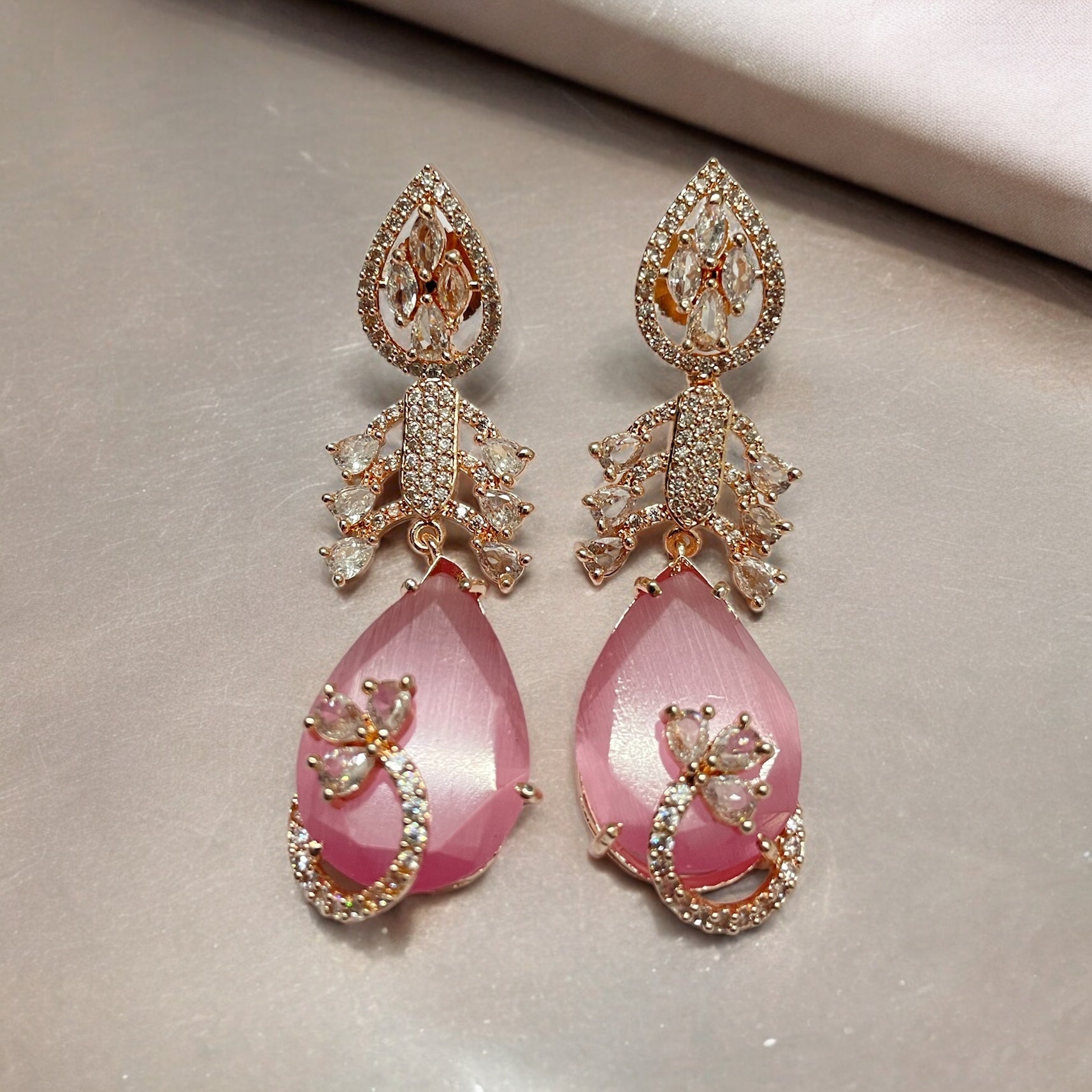 Opal Touch - Ethereal Whisper Rose Gold Earrings - Earrings