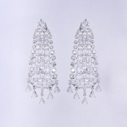 Opal Touch - Ethereal White Serenade: Brass Rhodium CZ Earrings - Earrings