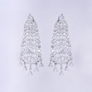 Opal Touch - Ethereal White Serenade: Brass Rhodium CZ Earrings - Earrings