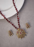Locket Set - Ethnic Beaded Mehendi Plated Locket Set with Antique Pendant & Earrings - Opal Touch