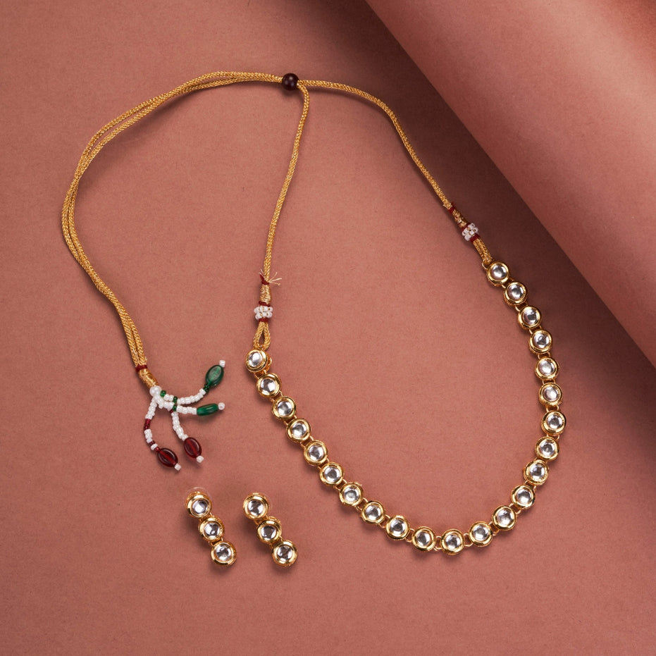 Necklace - Ethreal Glow Gold Plated Necklace Set - Opal Touch