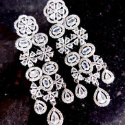Opal Touch - Exclusive Silver Cz Long Necklace with Earrings and Tika - Necklace
